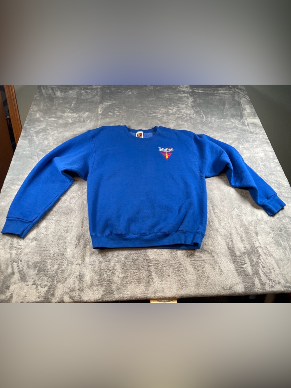 Vtg Jubilee Foods Heavy Cotton Fruit Of The Loom Blue Sweatshirt M